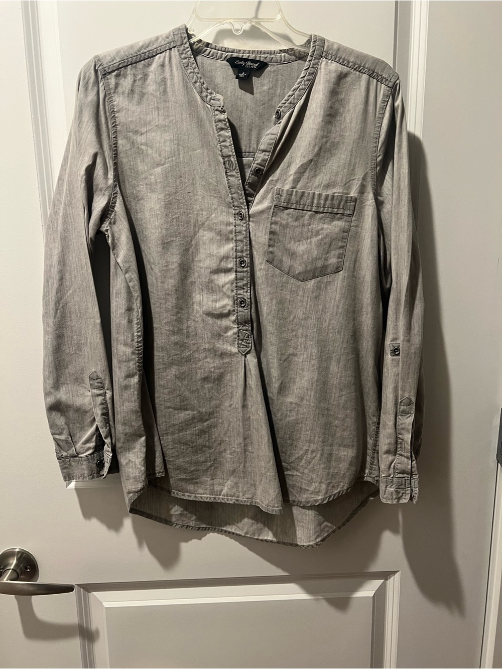 Lucky Brand Light Gray Long-Sleeve Casual Button Henley